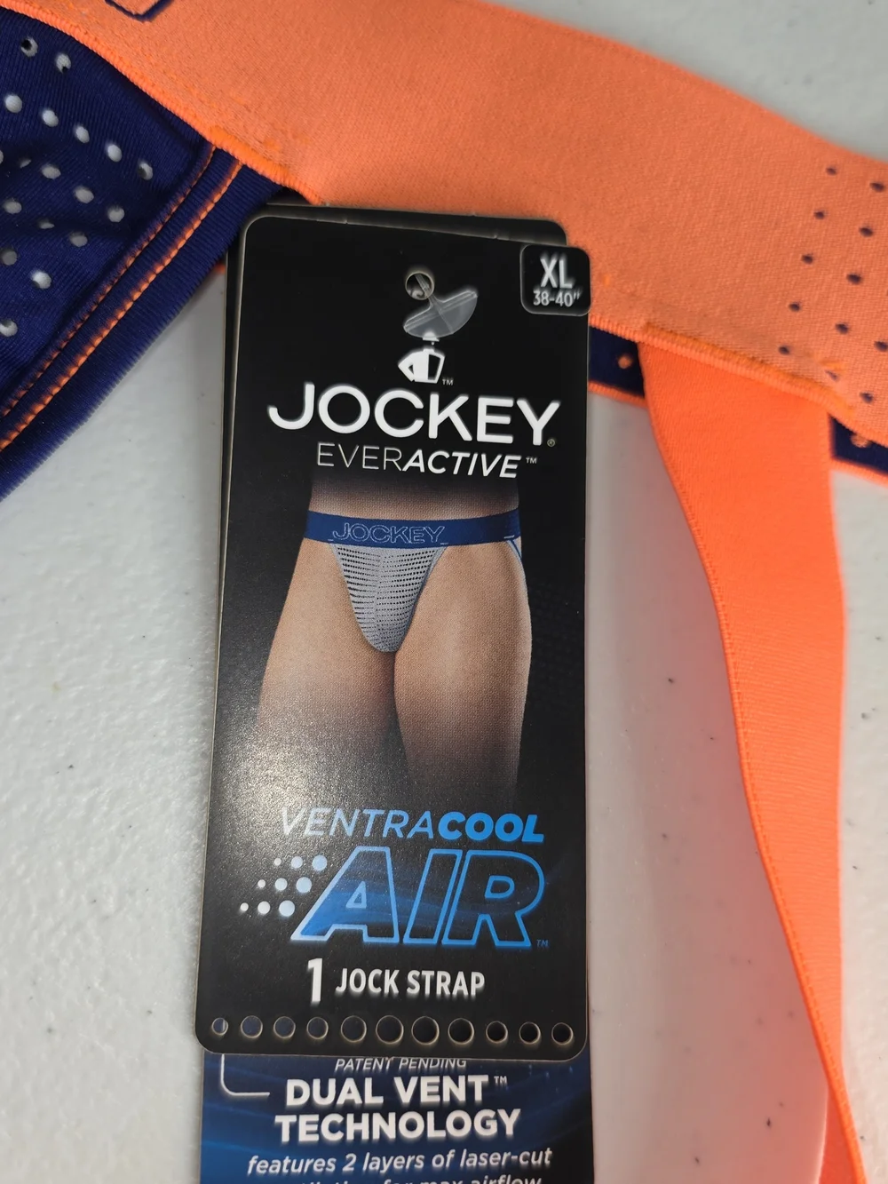 Jockey Men's VentraCool Air Jock Strap - Majestic Blue/Orange XL (38-40)